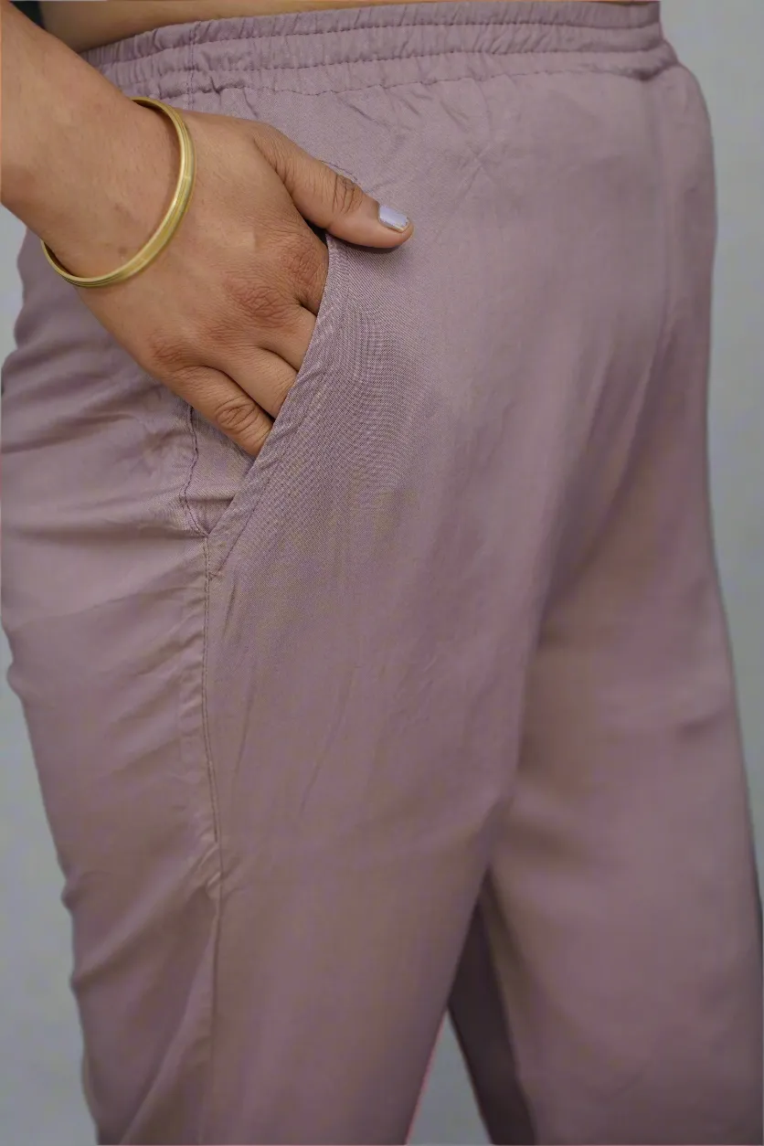 Light Mauve Rayon Kurti Pant