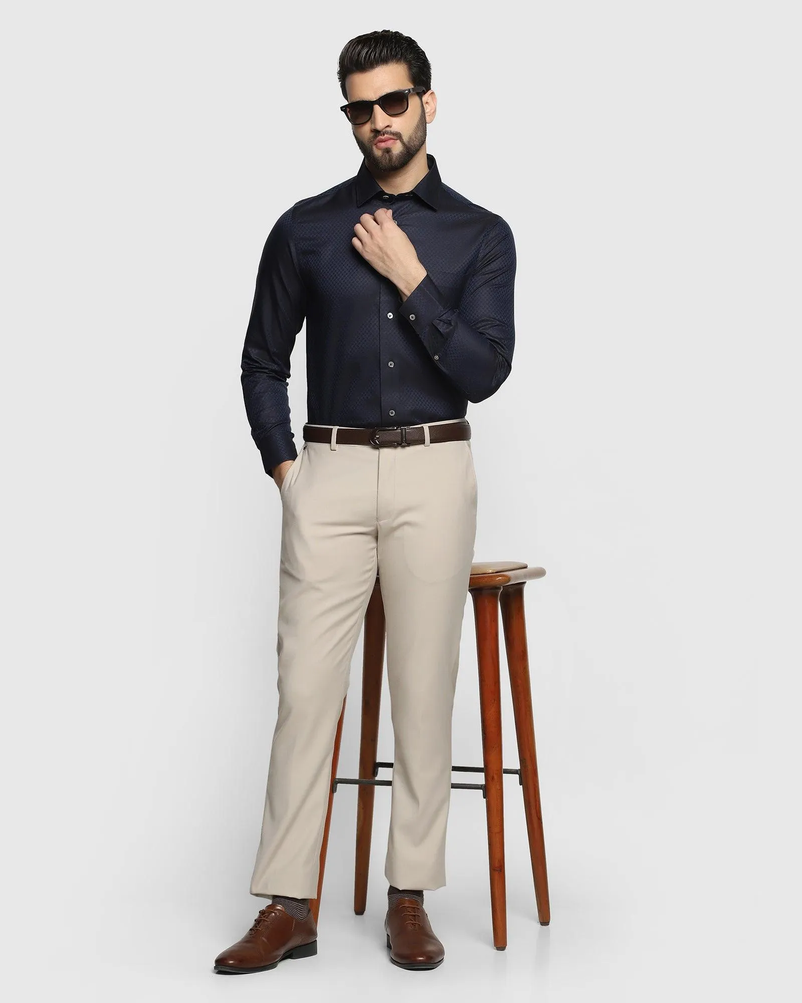 Luxe Formal Navy Printed Shirt - Jacko