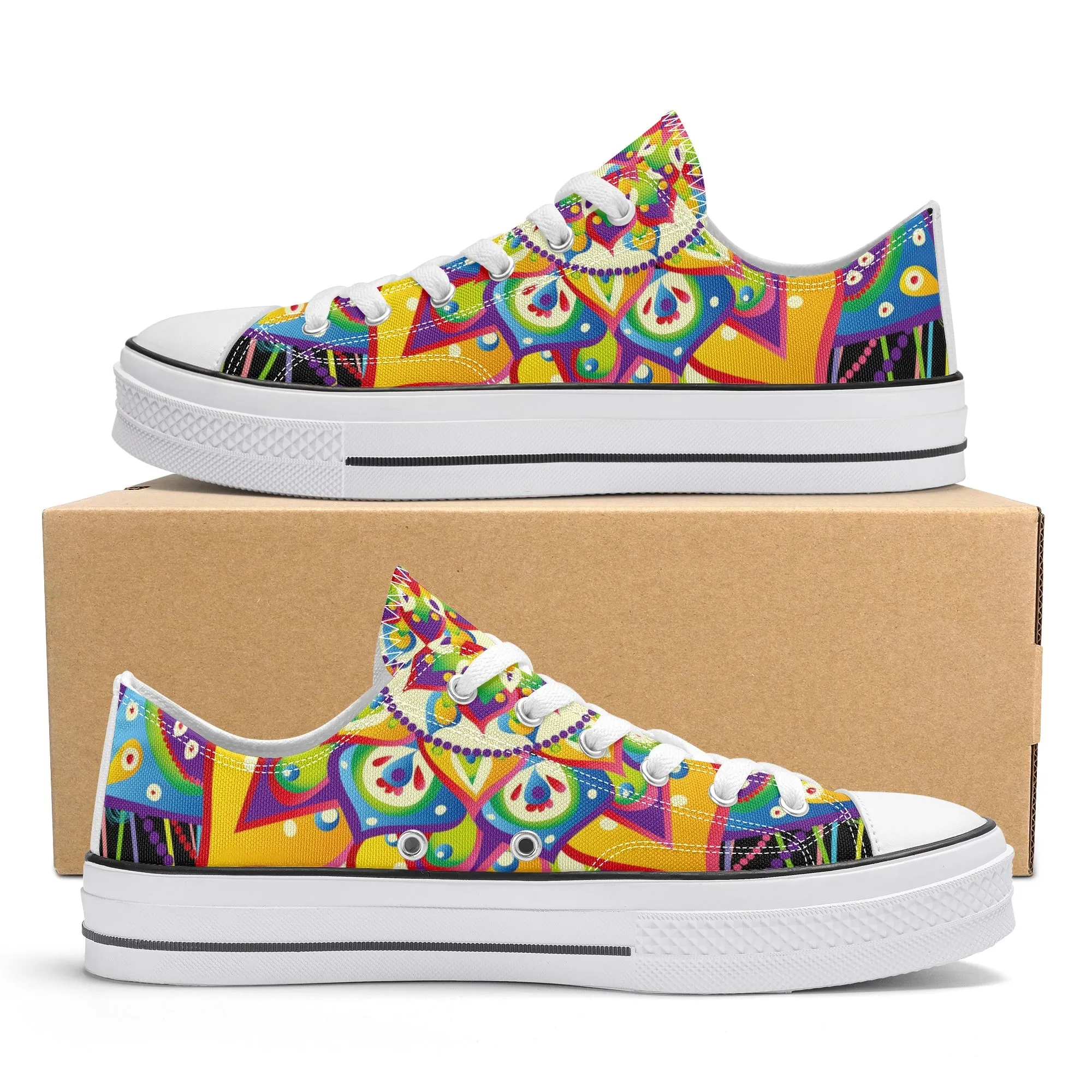 Mandala Pattern - Womens Classic Low Top Canvas Shoes for Footwear Lovers