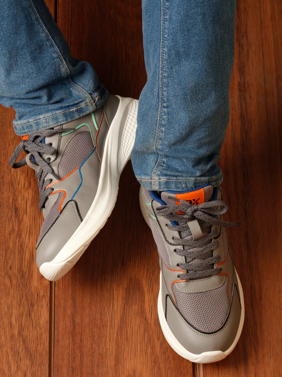 Men's Grey Spectrum Lace Up Sneakers (IX7137)