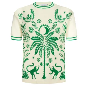 Men's vintage green jacquard knit T-shirt