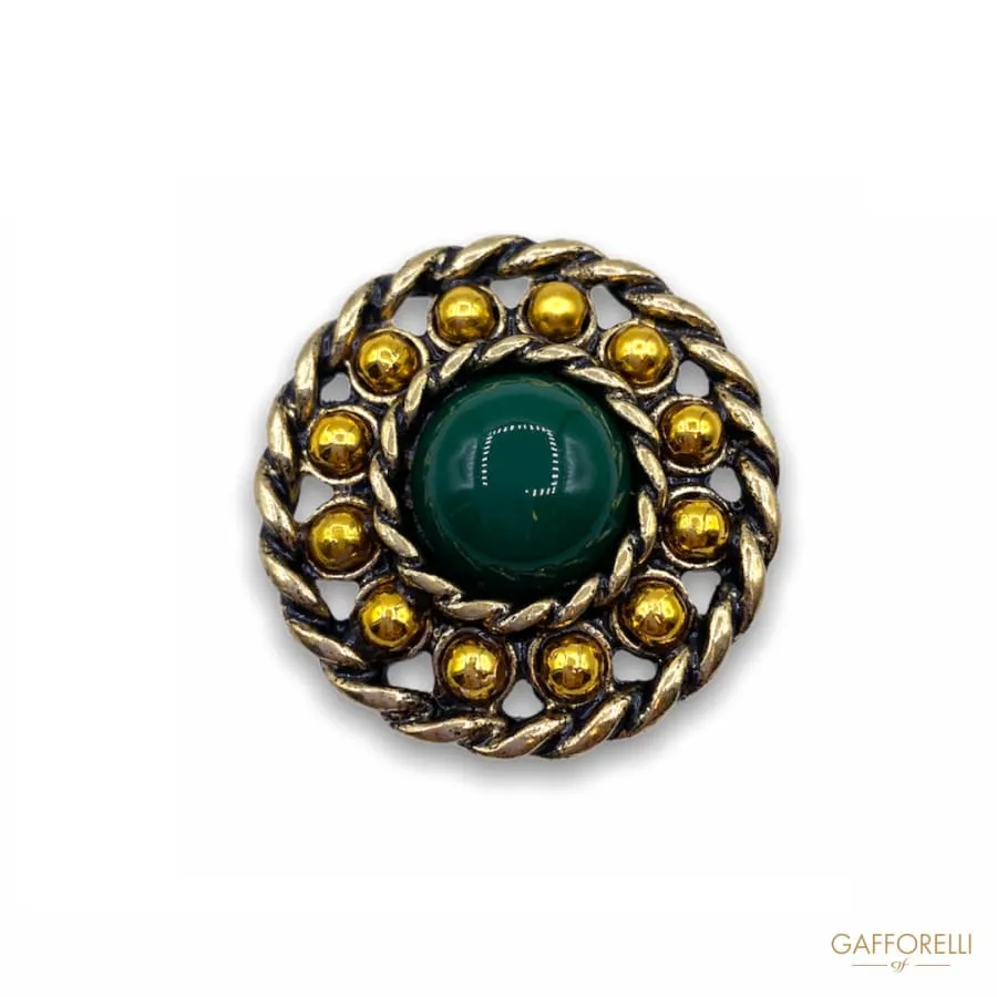 Metal Button with Balls and Colored Central Detail B170 - Gafforelli Srl