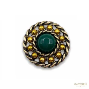 Metal Button with Balls and Colored Central Detail B170 - Gafforelli Srl