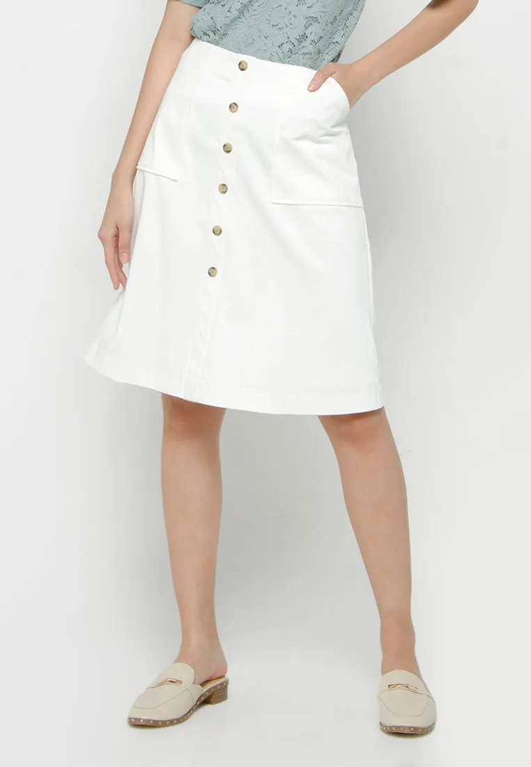 Midi Skirt with Fake Front Placket