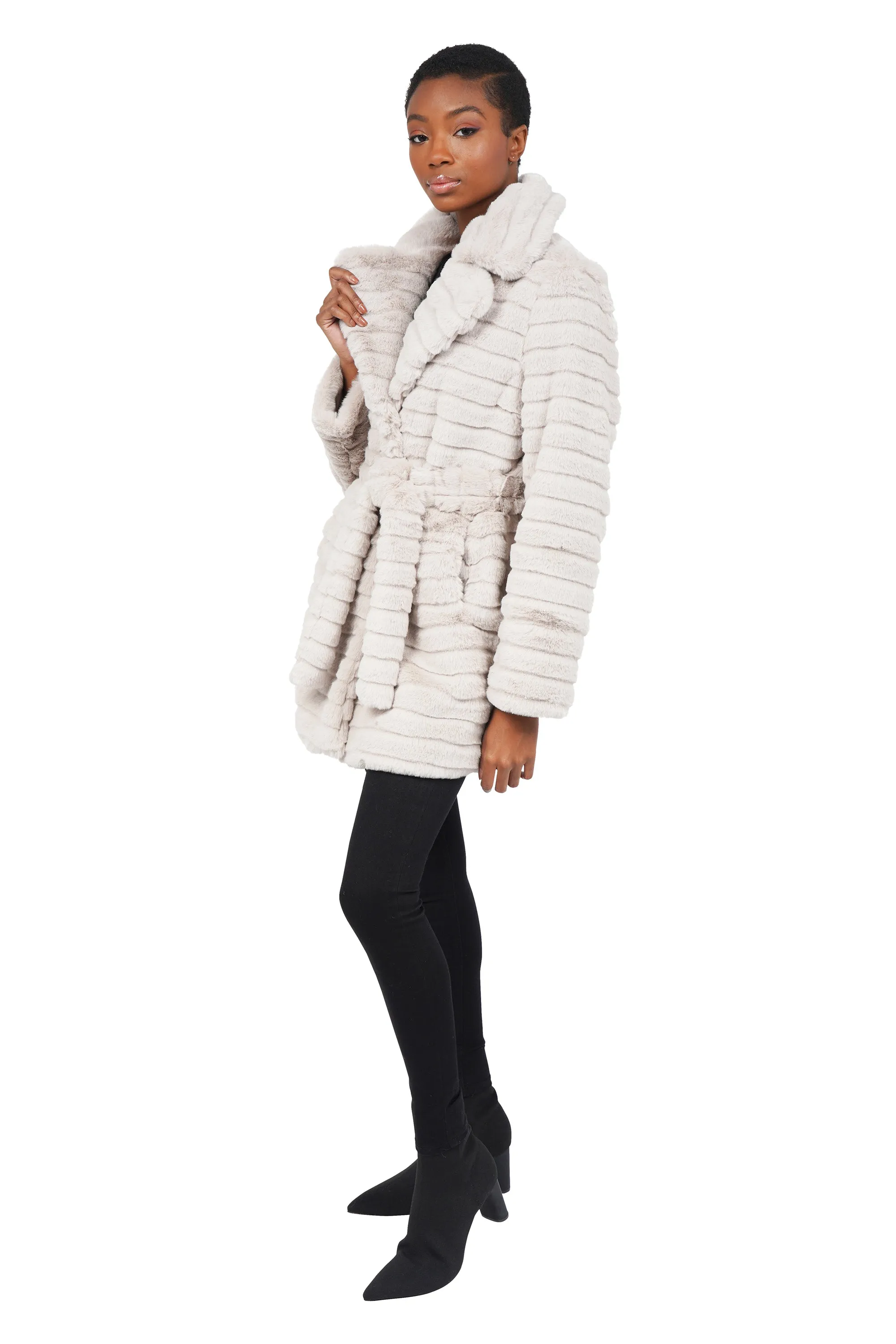 Mike Faux Fur Plush Panel Coat