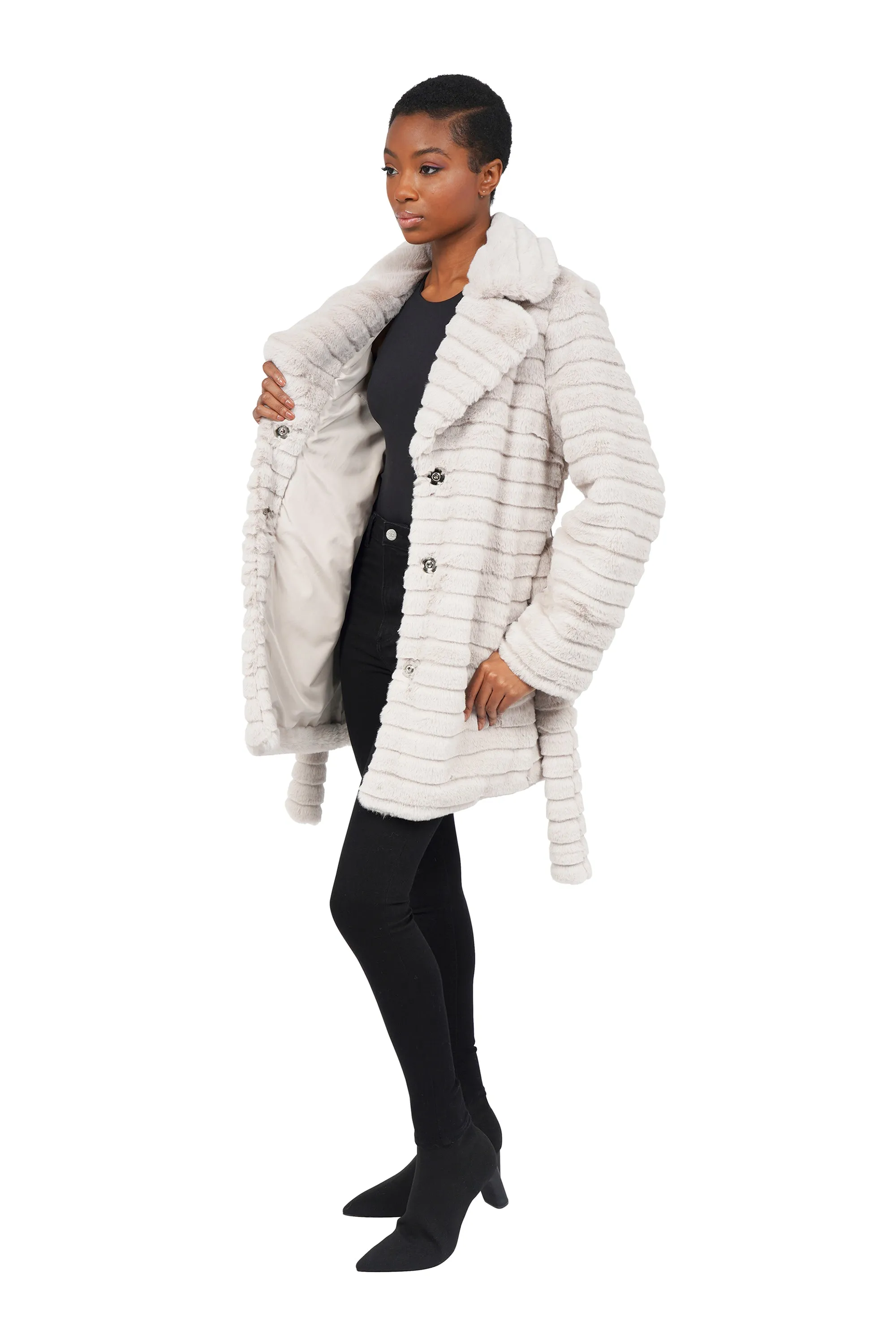 Mike Faux Fur Plush Panel Coat