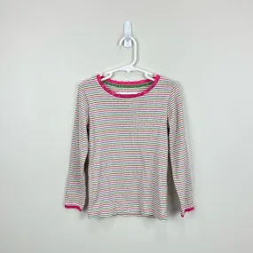 Mini Boden Supersoft Pointelle T-Shirt Ivory Multi Stripes 5-6