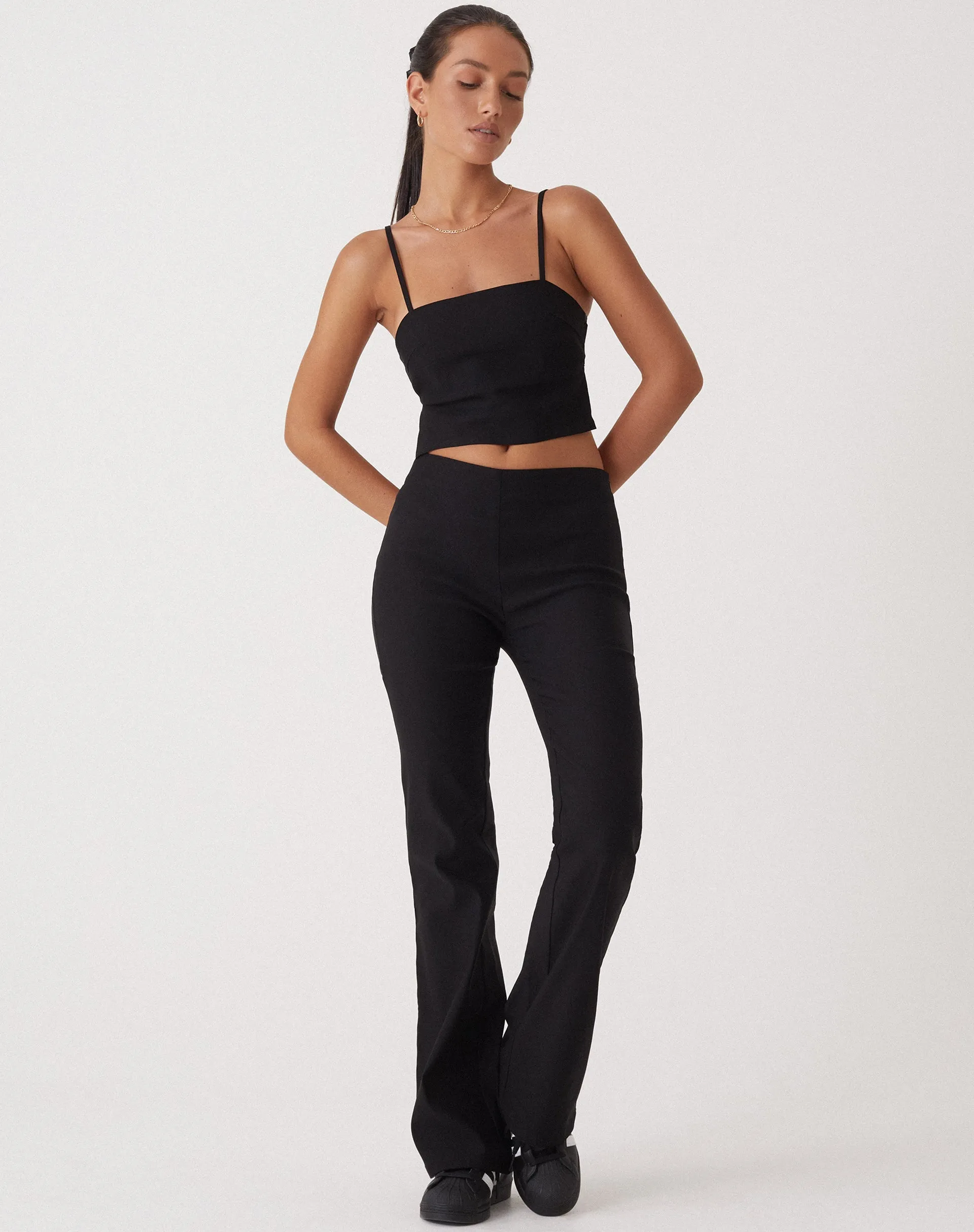 MOTEL X OLIVIA NEILL Merita Crop Top in Tailoring Black