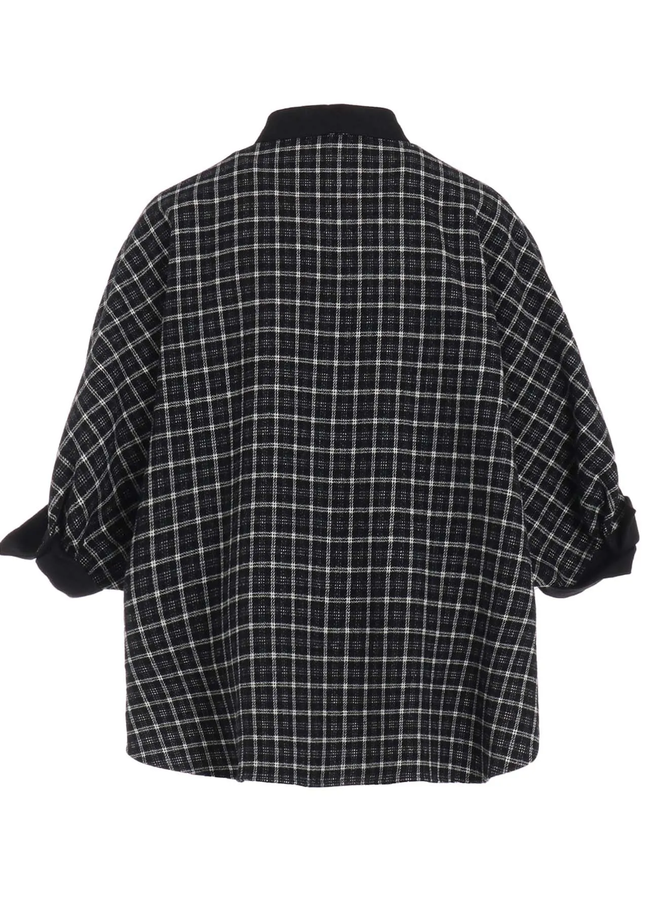 MULTI PLAID DOLMAN SLEEVE BLOUSE