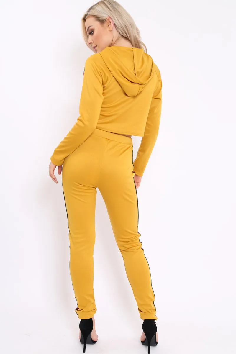 Mustard Tracksuit with Khaki and Red Side Stripe - Beatrix