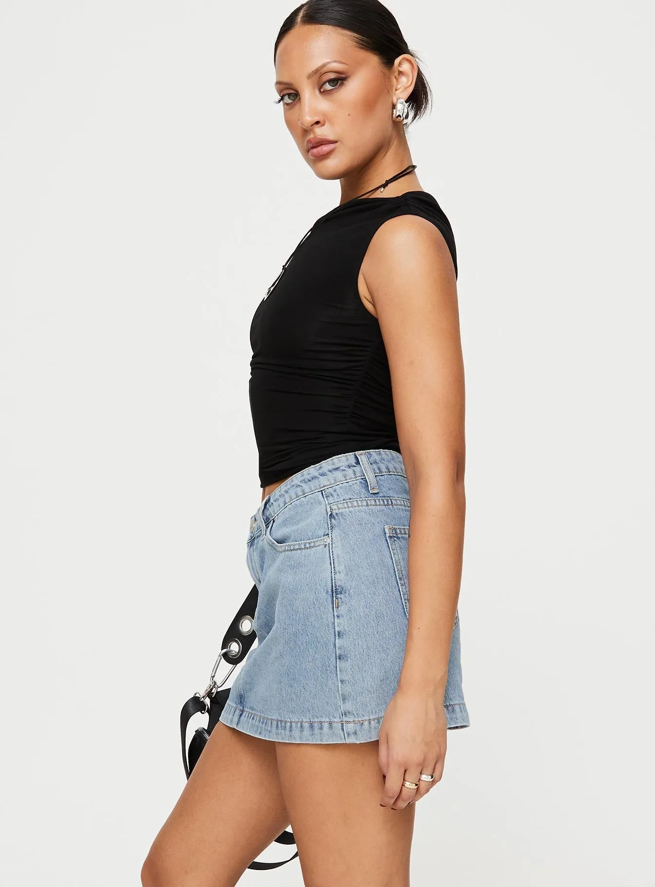 Nickei Denim Mini Skirt Light Wash Tall