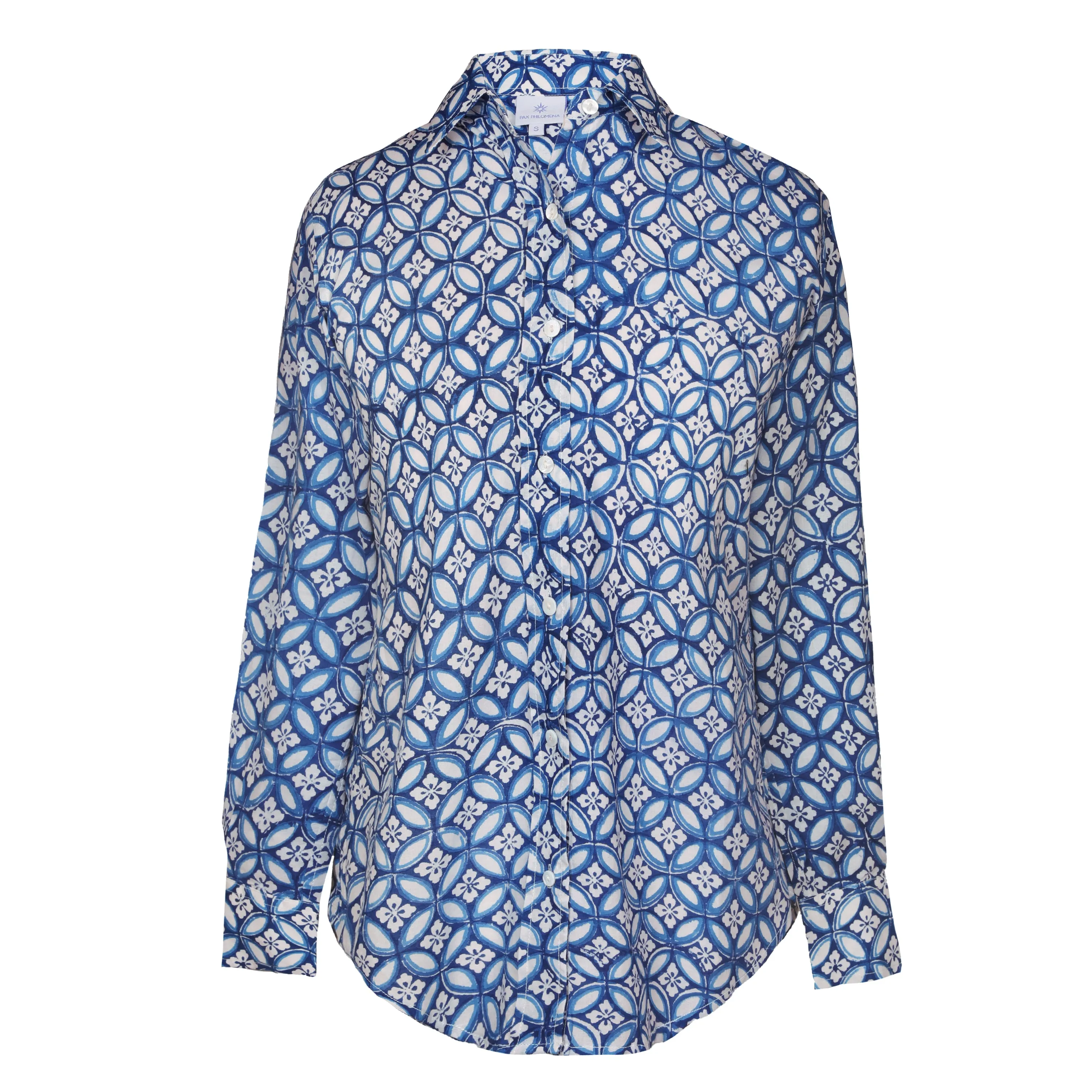 Nina Blue Women's Button Down Blouse