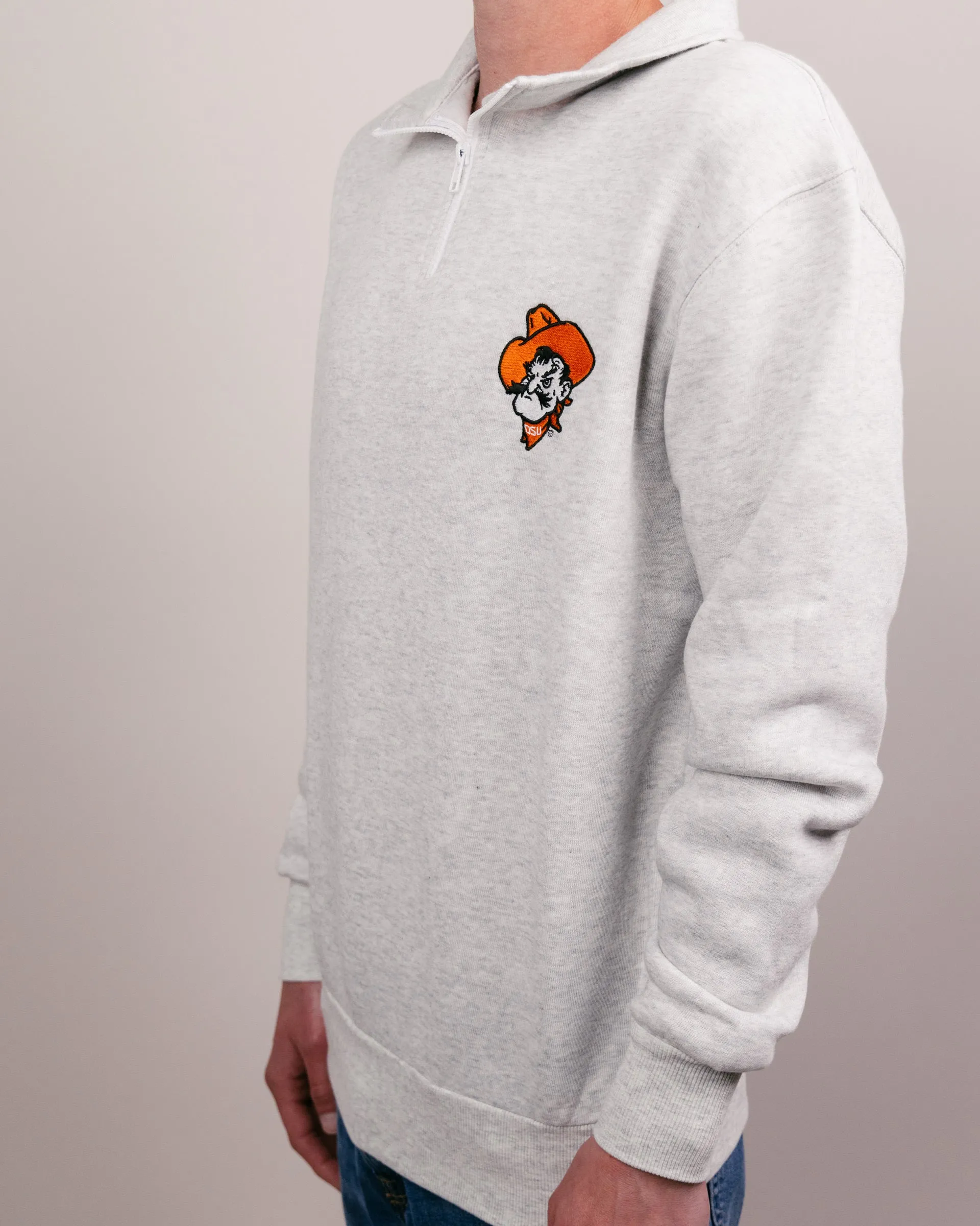 OSU Pistol Pete Ash Grey Quarter Zip