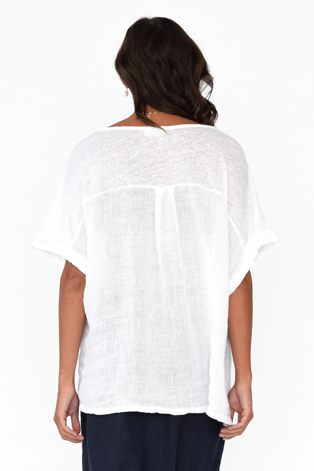 Oversized Anna White Linen Tee