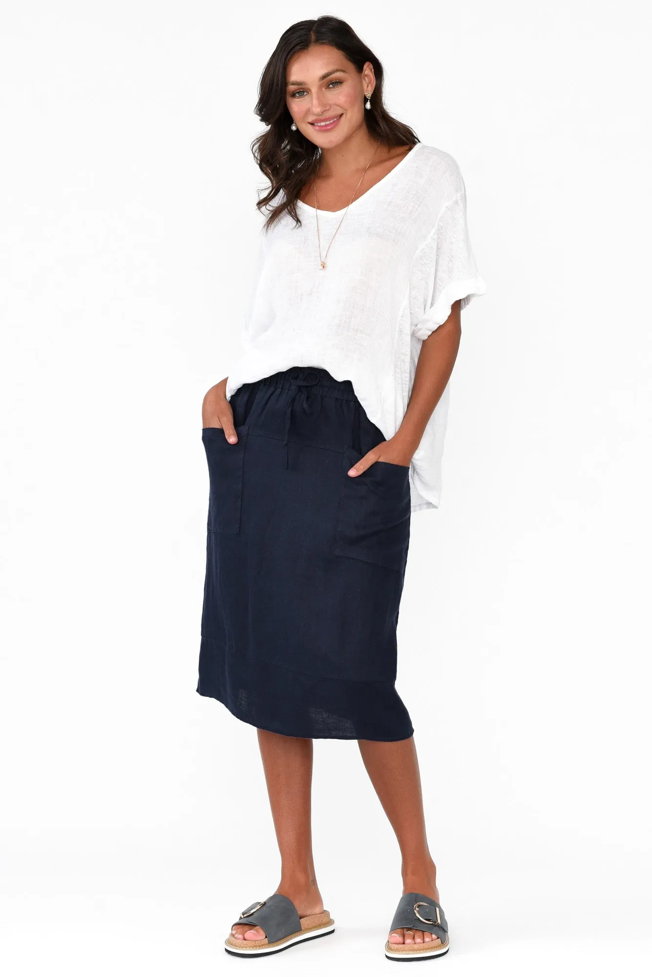 Oversized Anna White Linen Tee