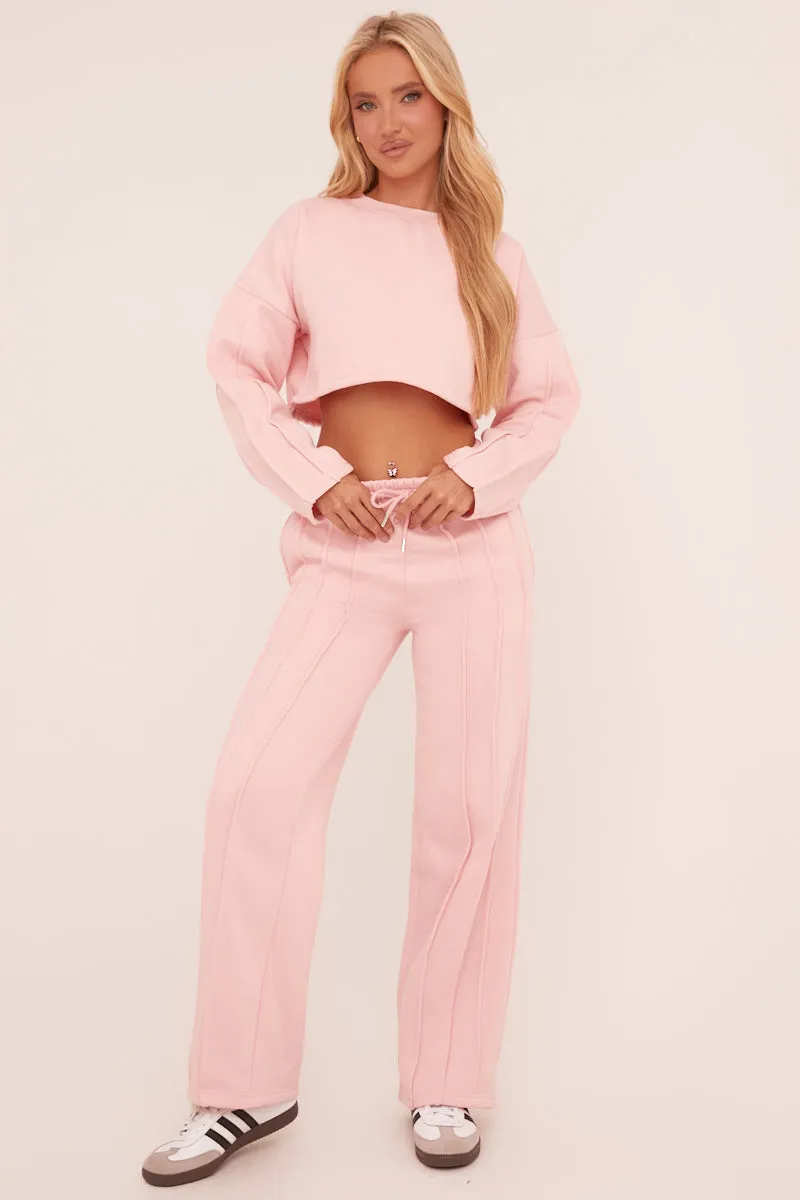 Pink Binding Detail Loungewear Co-ord Set - Ceri