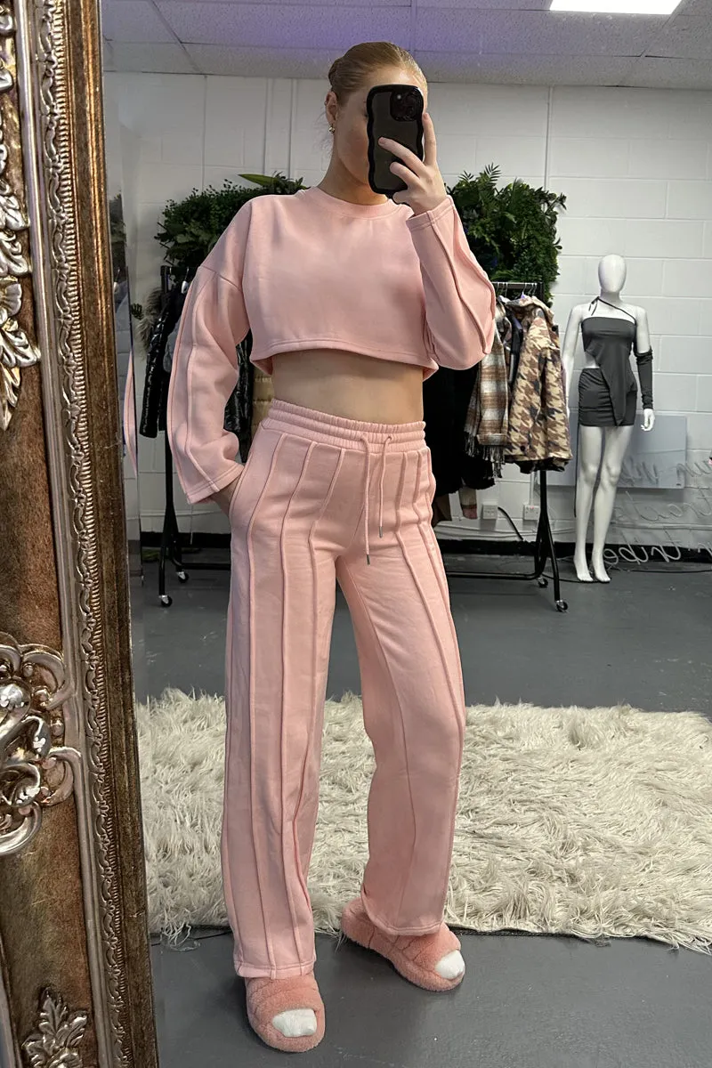 Pink Binding Detail Loungewear Co-ord Set - Ceri