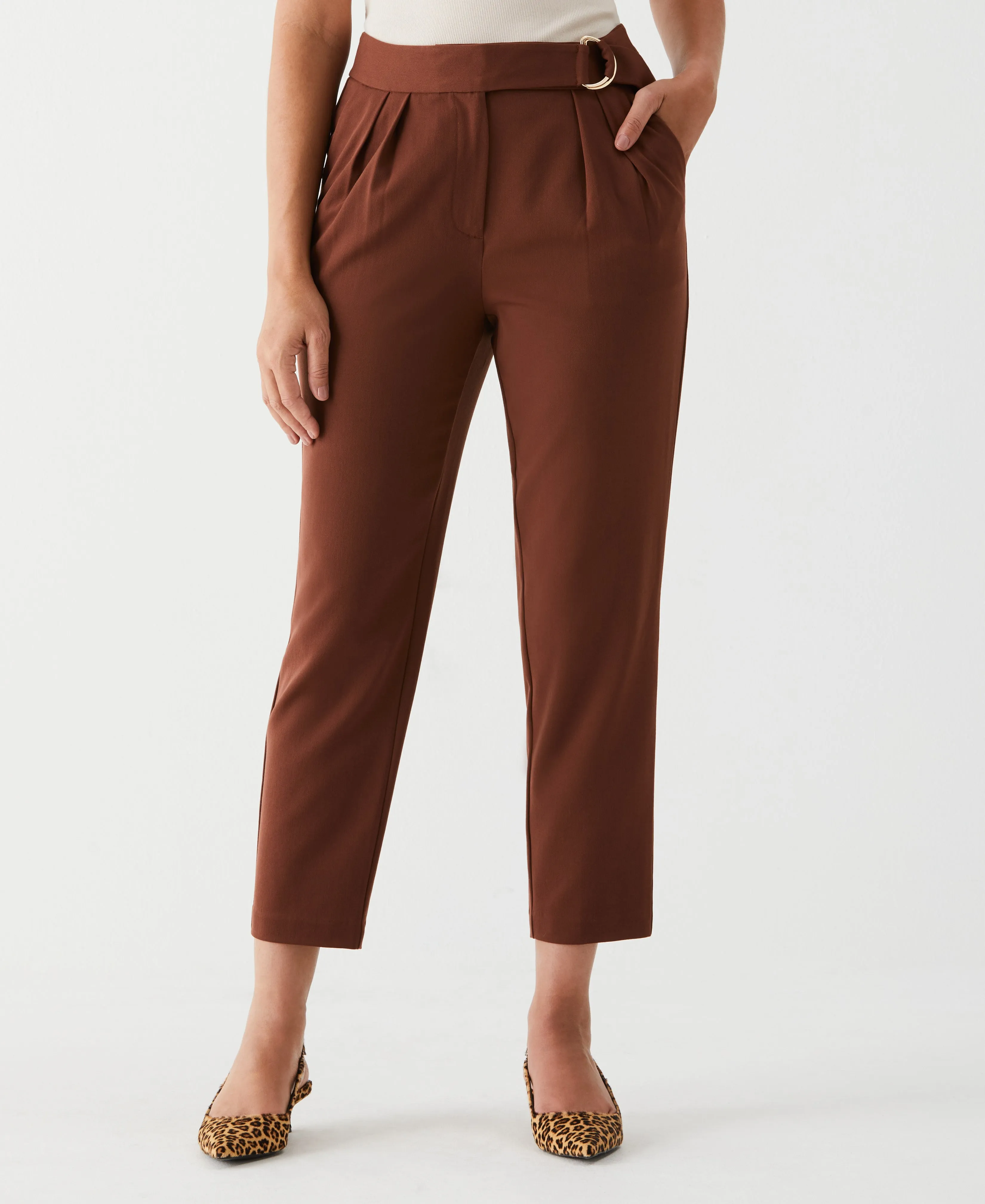 Pleated Pant with Self Fabric Belt