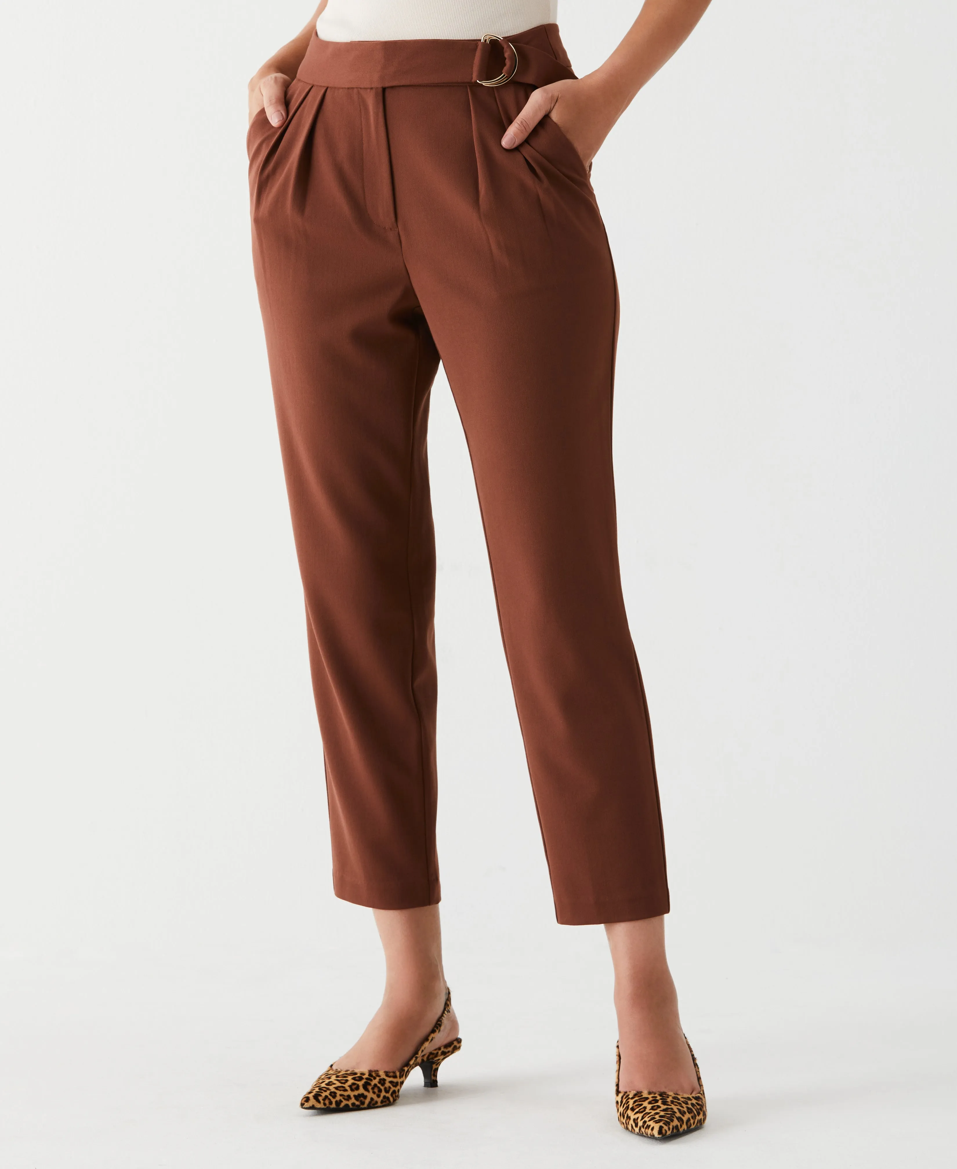 Pleated Pant with Self Fabric Belt