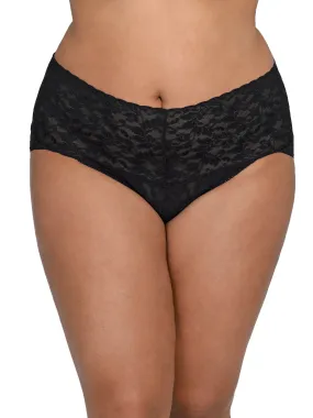 Plus Size Retro Lace V-kini Black