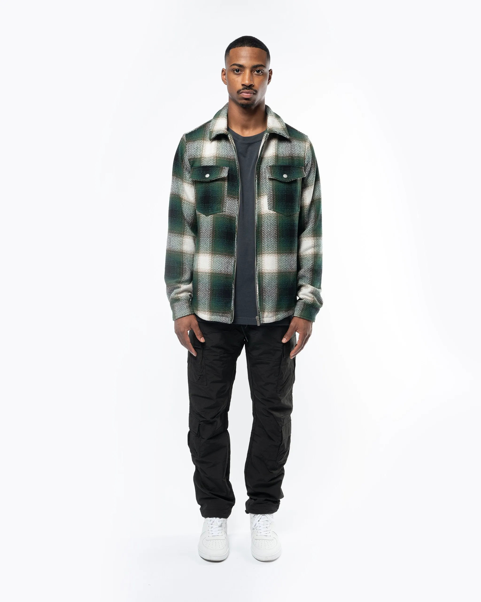 PREMIUM ZIPPER FLANNEL - GREEN