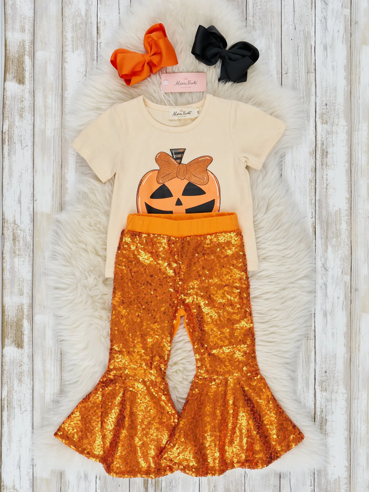 Pumpkin Sparkle Bell Bottom Outfit