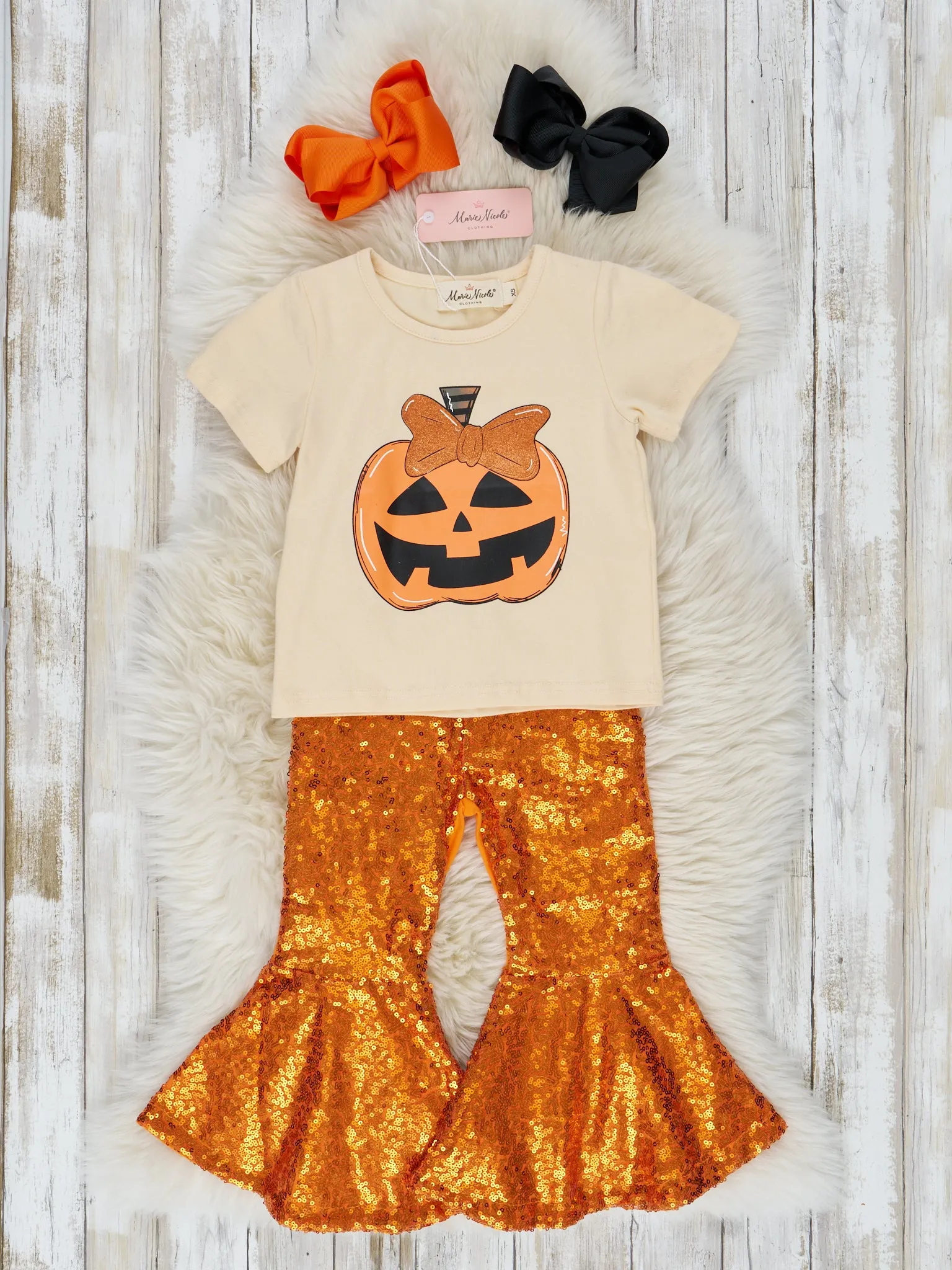 Pumpkin Sparkle Bell Bottom Outfit