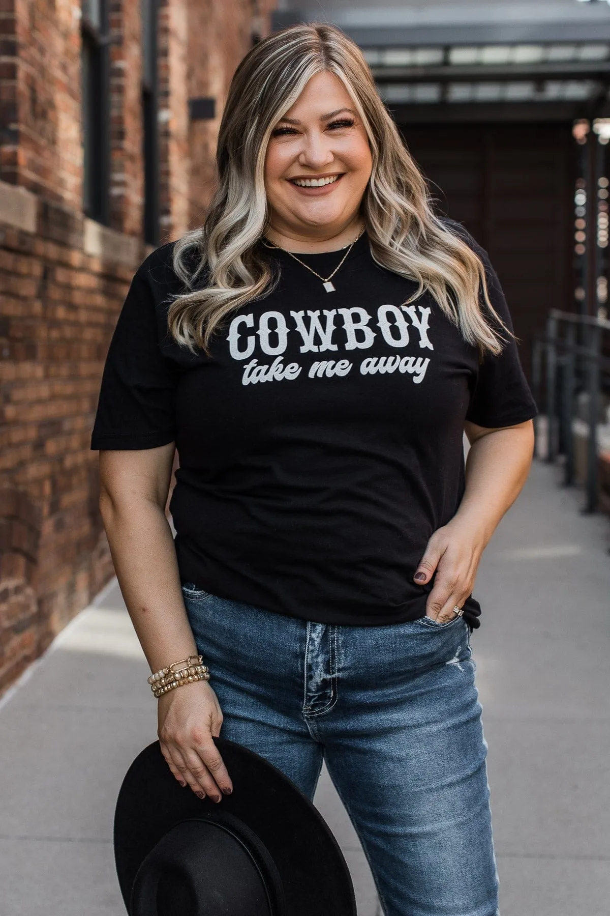 "Cowboy Take Me Away" Graphic Tee- Black