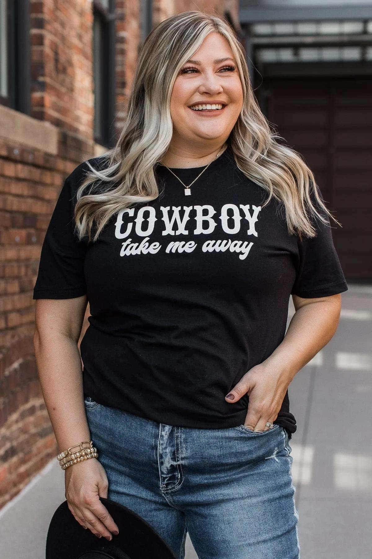 "Cowboy Take Me Away" Graphic Tee- Black