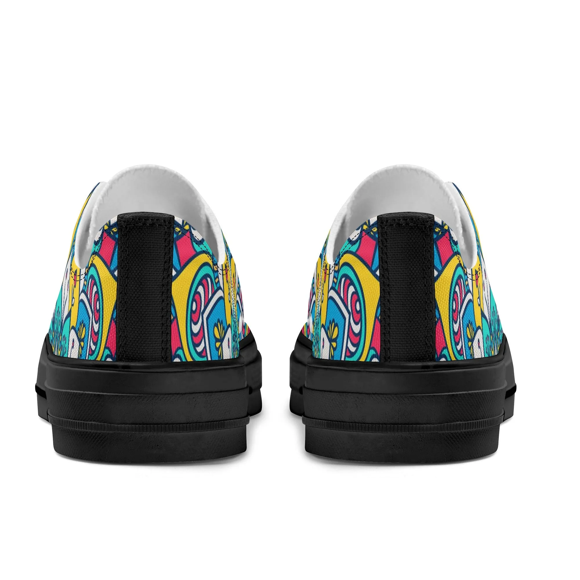 Red, Blue and Yellow Mandala Pattern - Womens Classic Low Top Canvas Shoes for Footwear Lovers