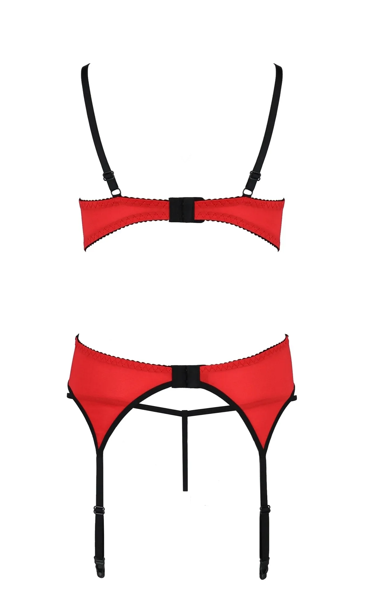 Red Open Cup Crotchless & Suspender Belt Set