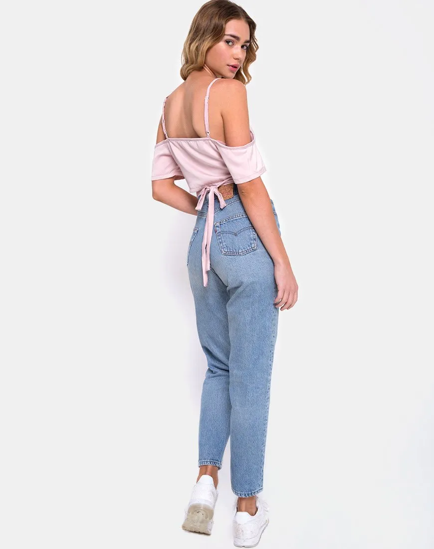 Renta Cold Shoulder Crop Top in Satin Blush