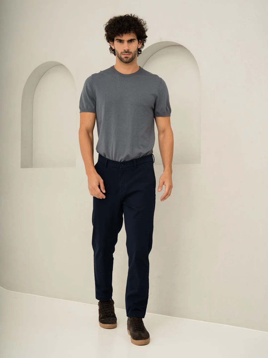 Rink Blue Slim Fit Stretch Chino Pants