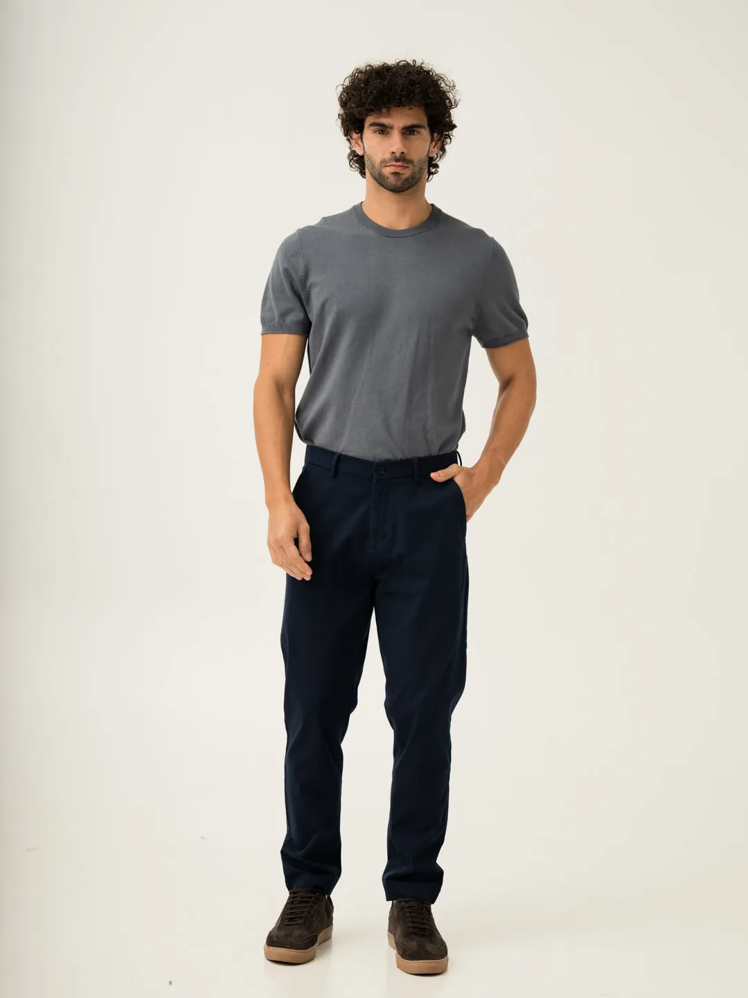 Rink Blue Slim Fit Stretch Chino Pants