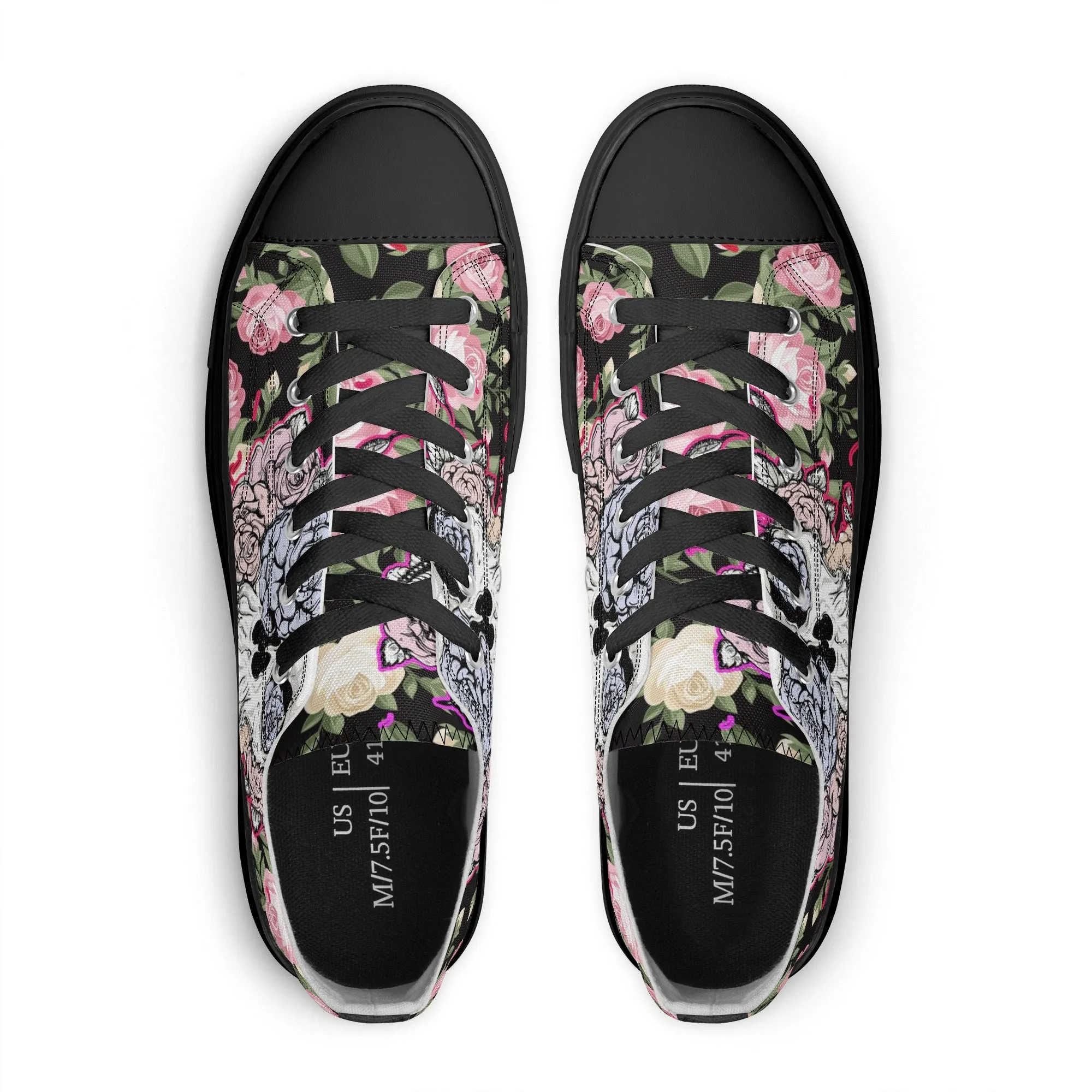 Skull & Roses Pattern - Mens Classic Low Top Canvas Shoes for Footwear Lovers