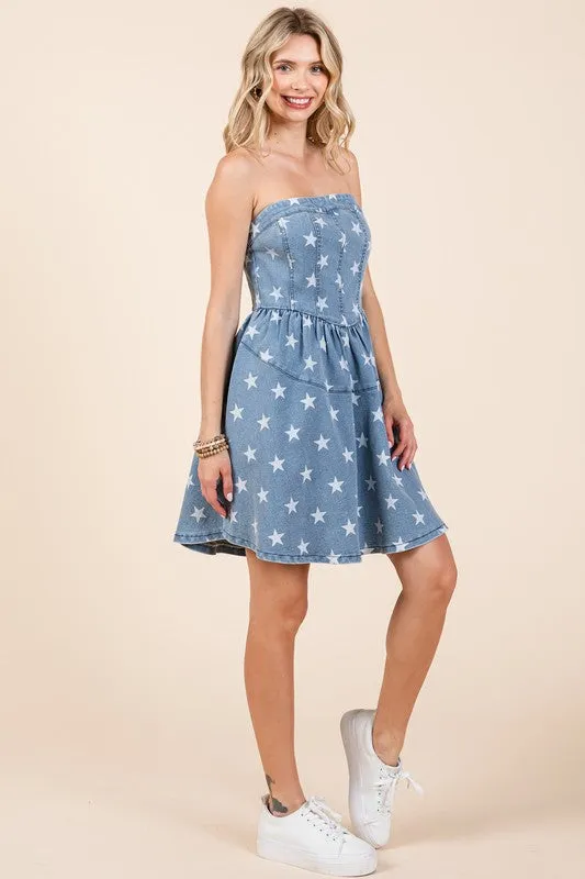 Star Denim Mini Dress