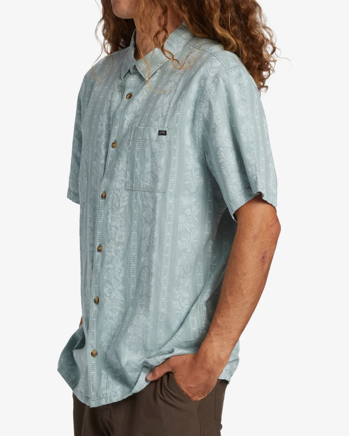 Sundays Jacquard Short Sleeve Shirt - Blue Suede