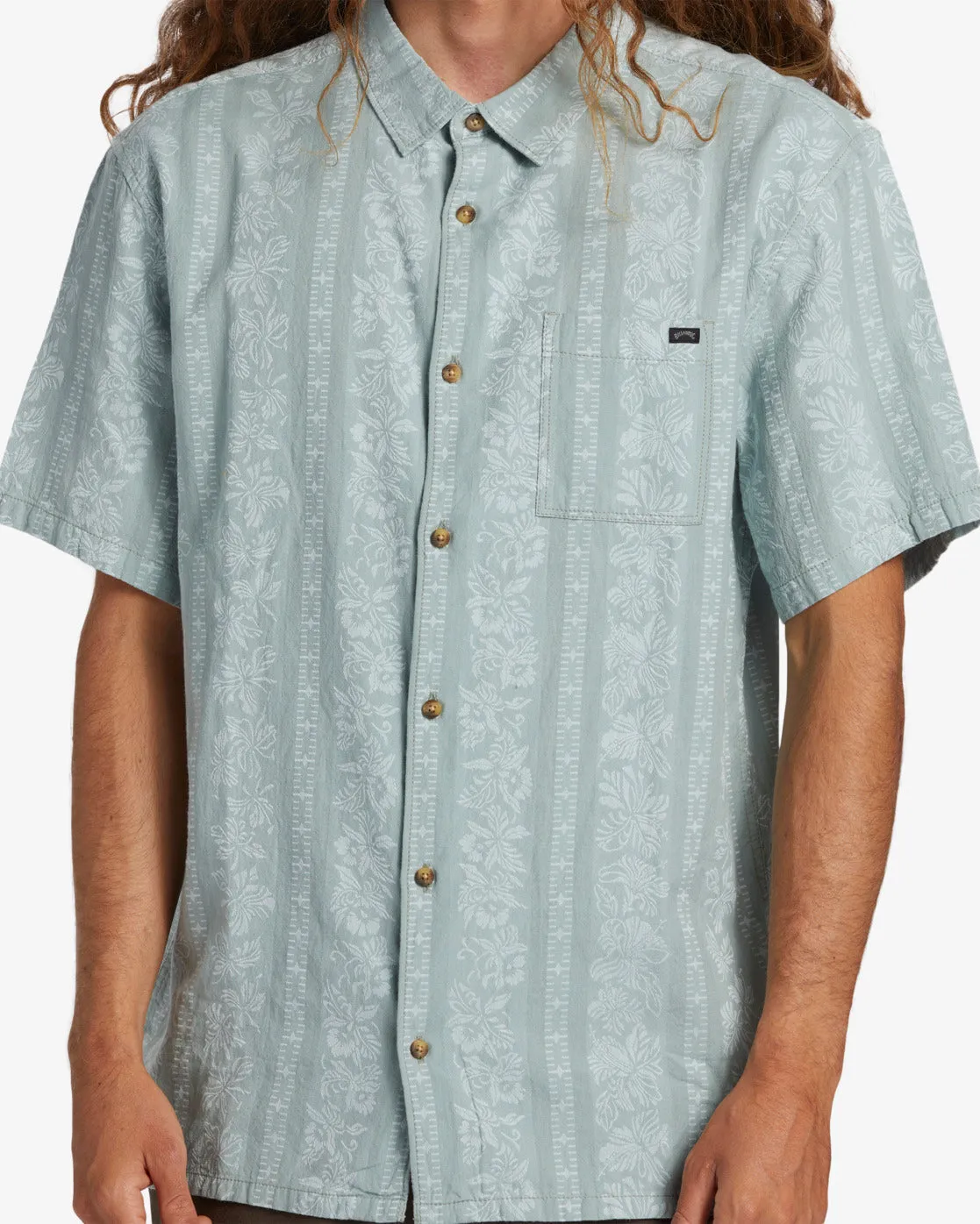 Sundays Jacquard Short Sleeve Shirt - Blue Suede