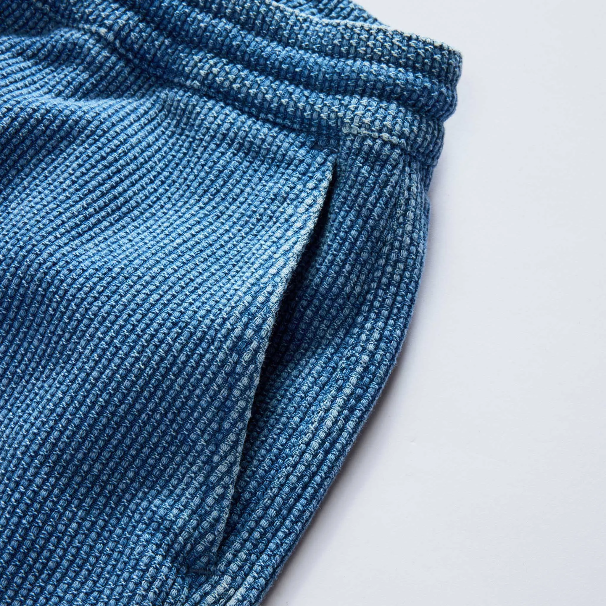 The Apres Pant in Washed Indigo Sashiko