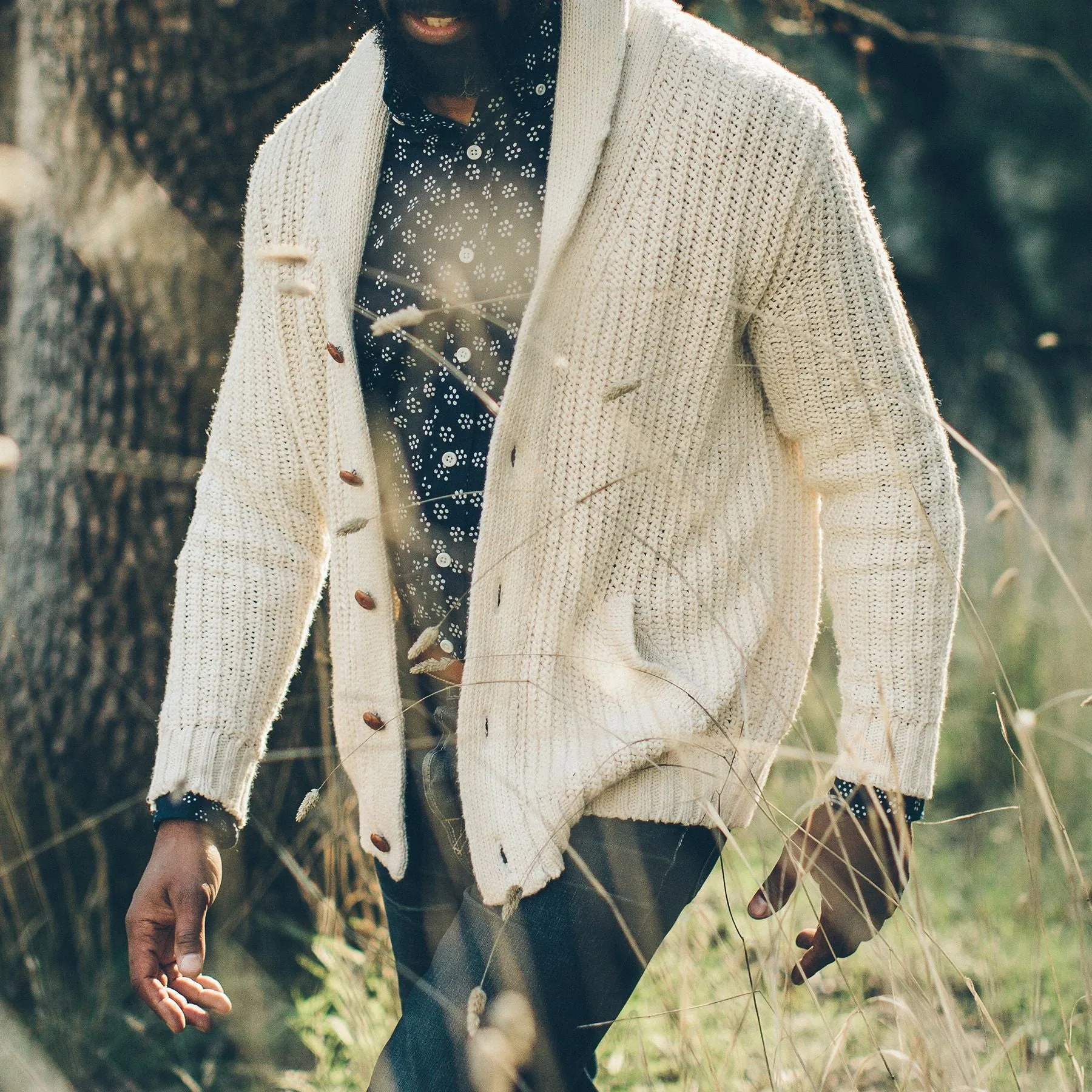 The Shawl Cardigan in Natural Cotton