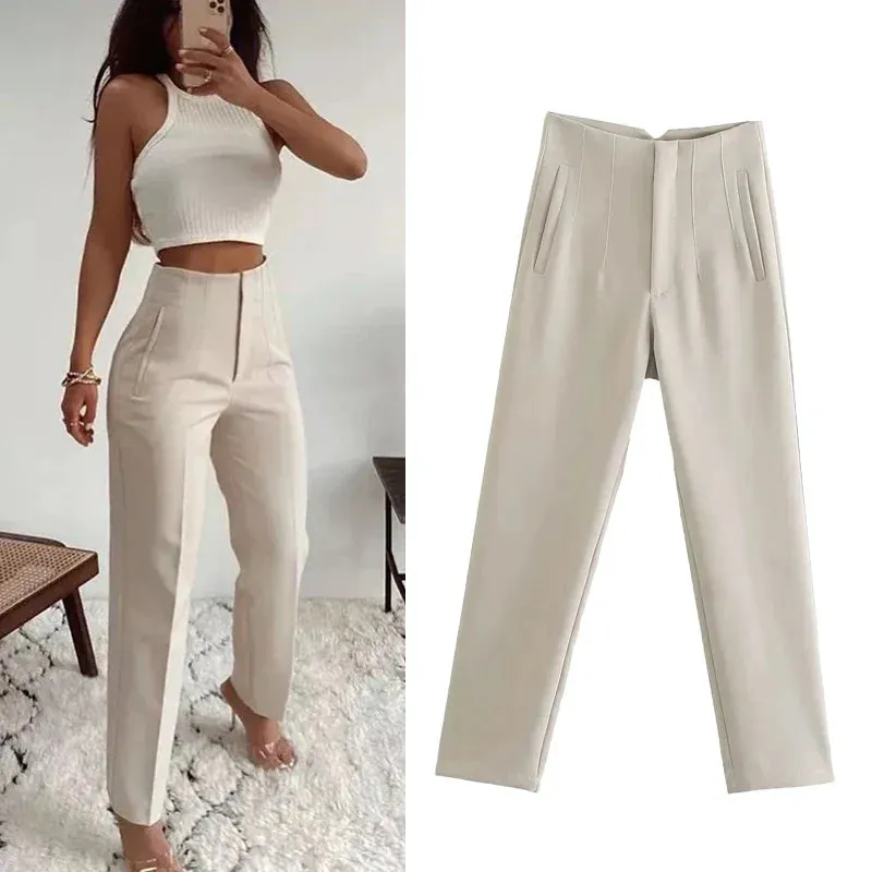 TRAF High Waist Pencil Trousers