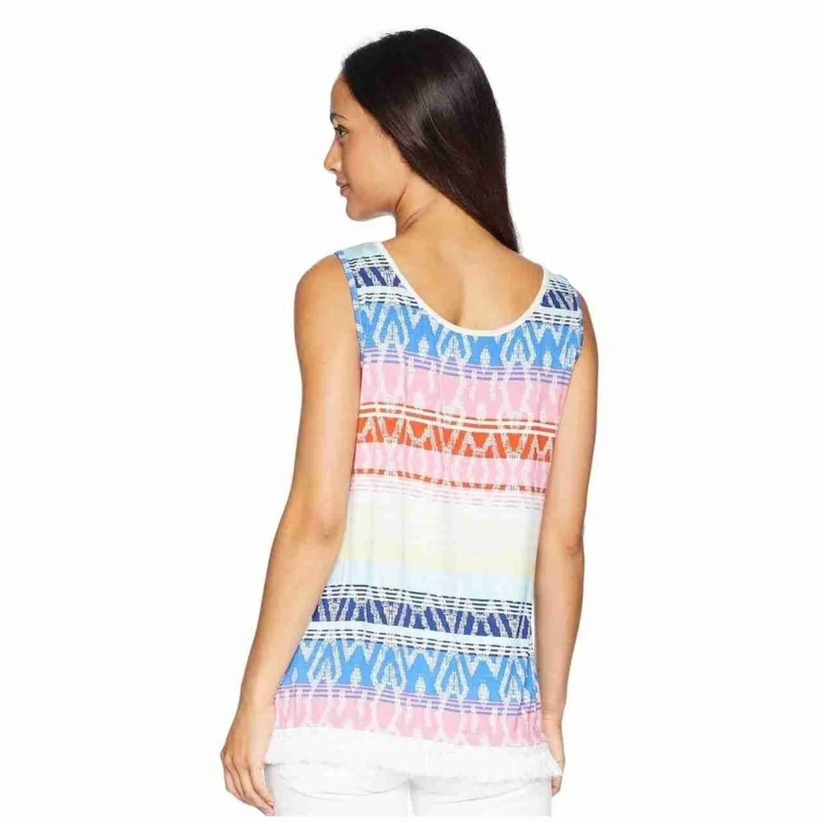 Tribal Jeans Multicolored Sleeveless Scoop Neck Printed Tank Top Size XS