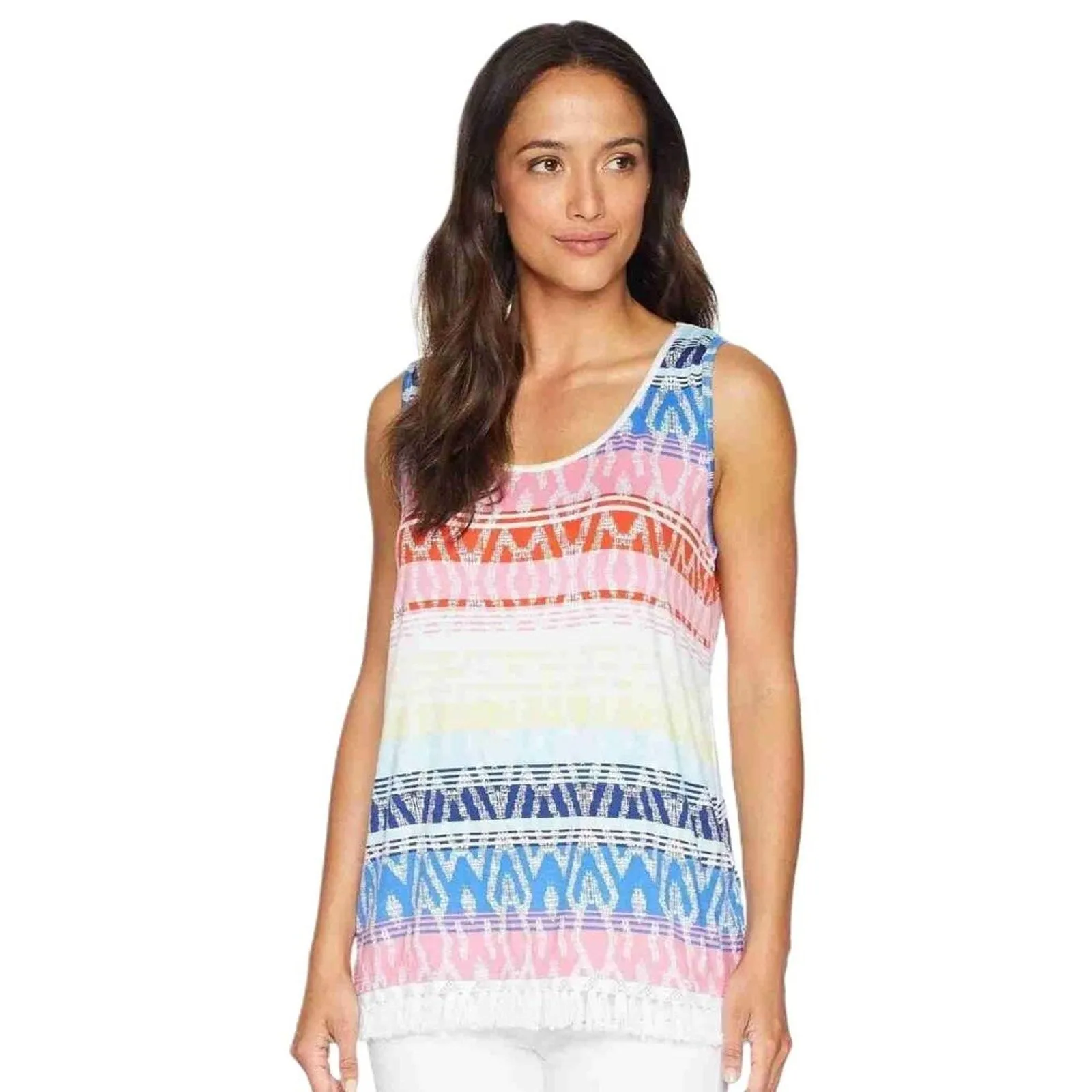 Tribal Jeans Multicolored Sleeveless Scoop Neck Printed Tank Top Size XS