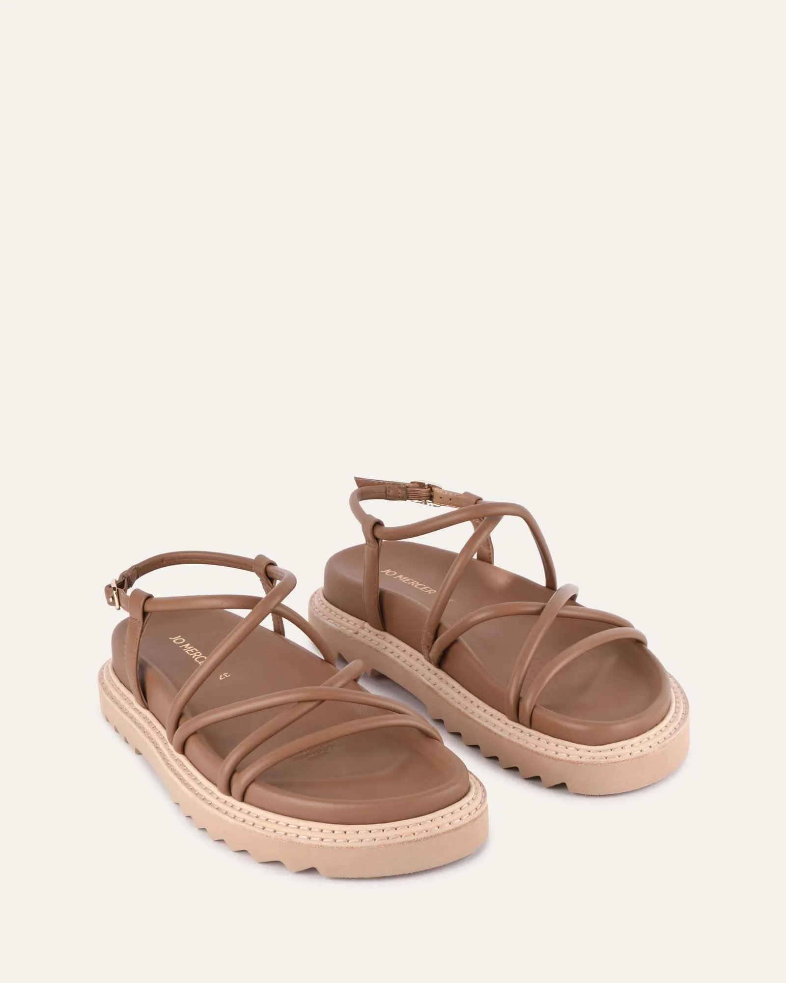 VIOLA FLAT SANDALS TAN LEATHER