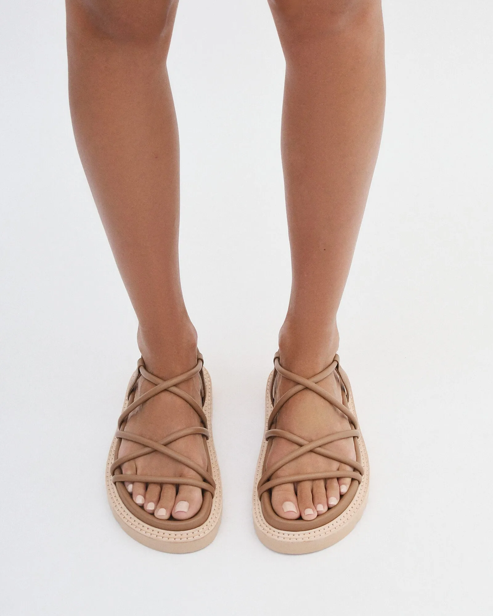 VIOLA FLAT SANDALS TAN LEATHER