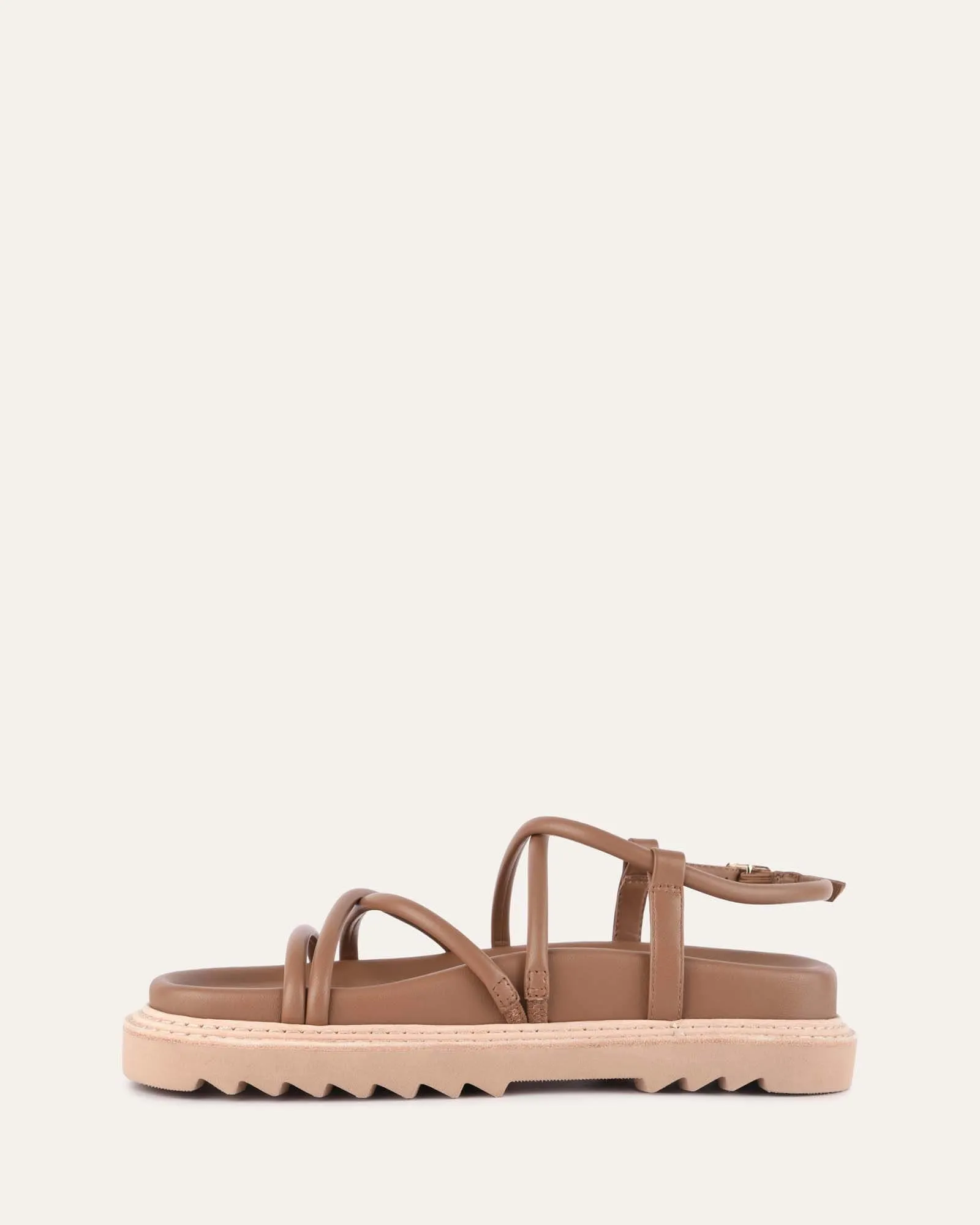 VIOLA FLAT SANDALS TAN LEATHER