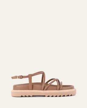 VIOLA FLAT SANDALS TAN LEATHER