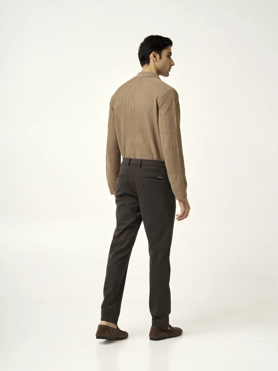 Walnut Brown Houndstooth Power-Stretch Pants