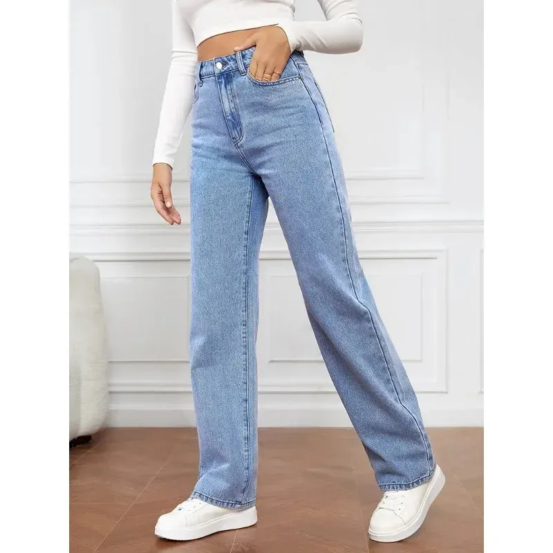 Wepbel Versatile Straight-Leg Denim Trousers