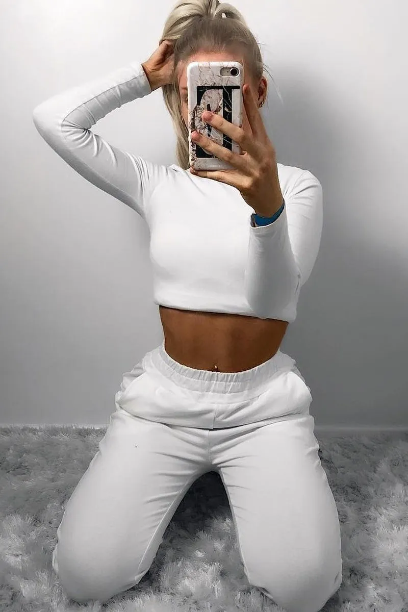 White Elasticated Waist Joggers - Trina